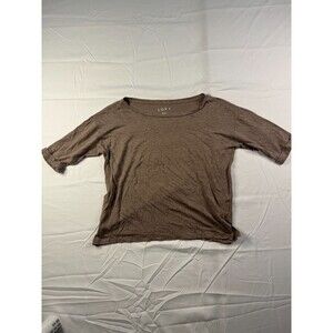 Ann Taylor Loft T-Shirt Womens Size Small Bout Neck Linen Brown Short Sleeve